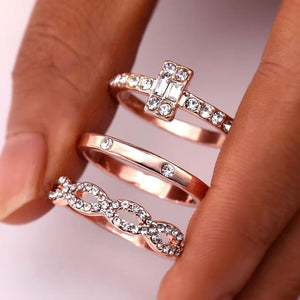 Infinity Rings Set For Women Girls Crystal Twist Ring Couples