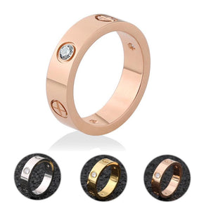 Rose Gold Stainless Steel Ring With Stone Crystal For Woman Girl For Men Couple