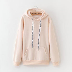 2019 New Social Harajuku Hoodies For Girls Solid Color Hooded Tops Women's Sweatshirt Long-sleeved Winter Velvet Thickening Coat