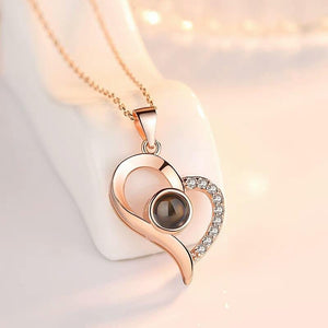 Love Heart Romantic Love Memory Wedding Necklace Rose Gold & Silver