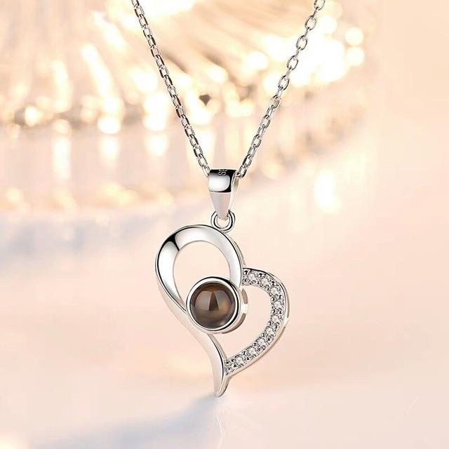 Love Heart Romantic Love Memory Wedding Necklace Rose Gold & Silver