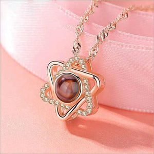 Love Heart Romantic Love Memory Wedding Necklace Rose Gold & Silver