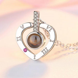 Love Heart Romantic Love Memory Wedding Necklace Rose Gold & Silver