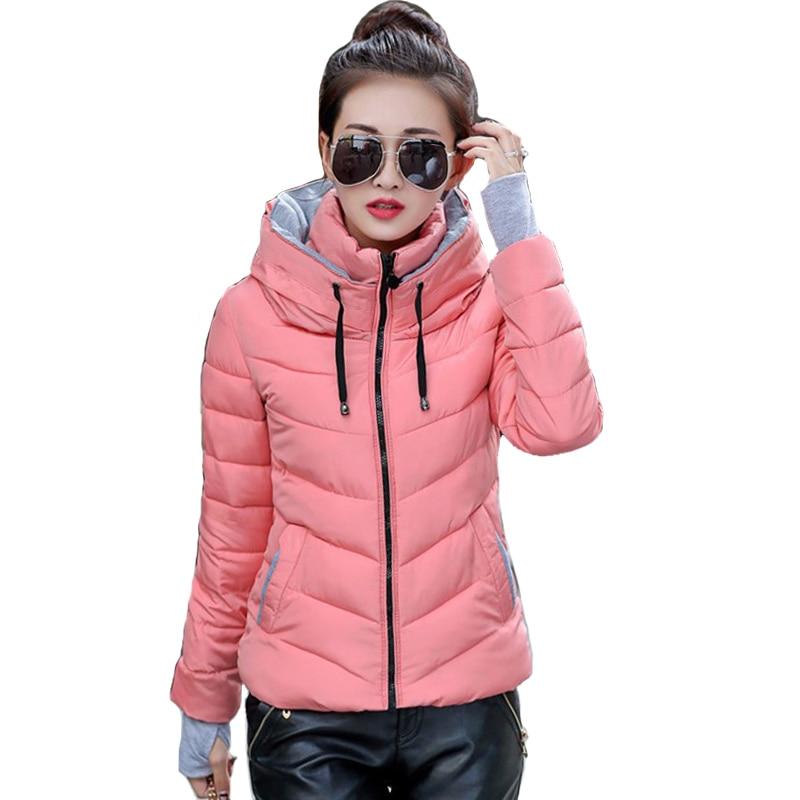 2019 hooded women winter jacket short cotton padded womens coat autumn casaco feminino inverno solid color parka stand collar