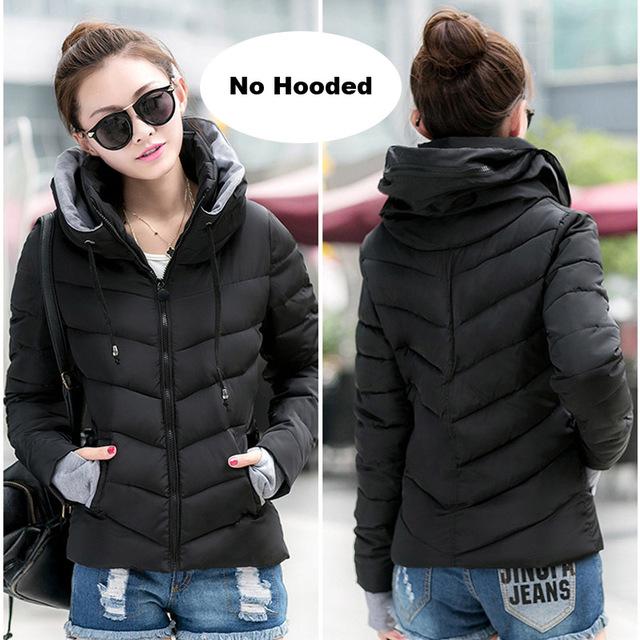 2019 hooded women winter jacket short cotton padded womens coat autumn casaco feminino inverno solid color parka stand collar