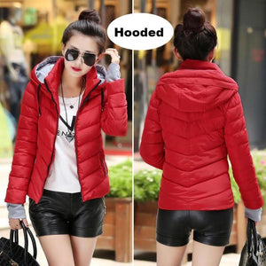 2019 hooded women winter jacket short cotton padded womens coat autumn casaco feminino inverno solid color parka stand collar