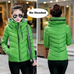 2019 hooded women winter jacket short cotton padded womens coat autumn casaco feminino inverno solid color parka stand collar