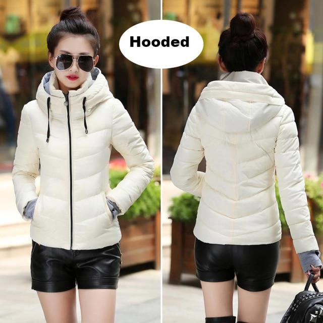 2019 hooded women winter jacket short cotton padded womens coat autumn casaco feminino inverno solid color parka stand collar