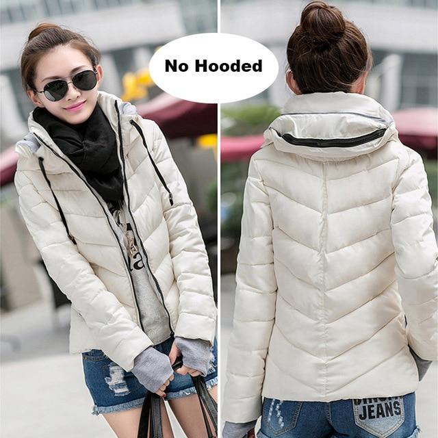 2019 hooded women winter jacket short cotton padded womens coat autumn casaco feminino inverno solid color parka stand collar