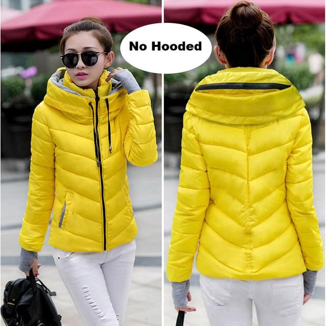 2019 hooded women winter jacket short cotton padded womens coat autumn casaco feminino inverno solid color parka stand collar