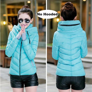 2019 hooded women winter jacket short cotton padded womens coat autumn casaco feminino inverno solid color parka stand collar