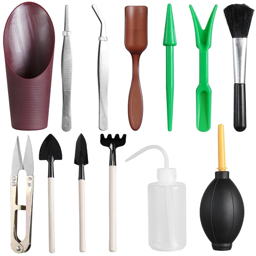 13pcs Mini Garden Hand Tools Transplanting Outdoor Bonsai Tools Planting Flower Succulent Miniature Gardening Tools