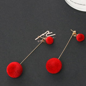 Korean Fashion Long Slope Geometric asymmetry Rhinestone circle earrings