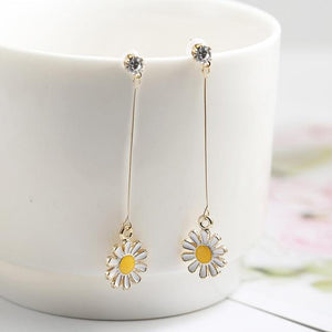 Korean Fashion Long Slope Geometric asymmetry Rhinestone circle earrings