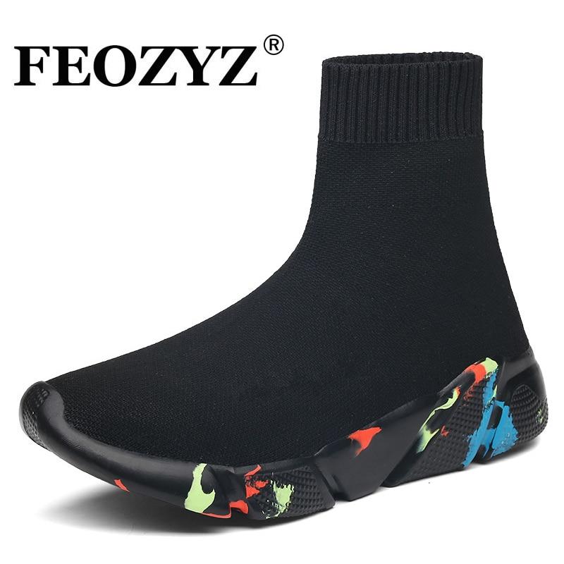 Women Men Knit Upper Breathable Sport Shoes Sock Boots