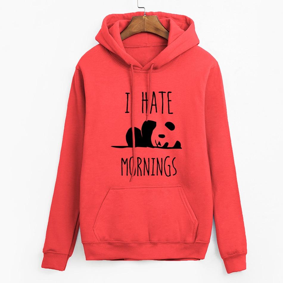 brand tracksuis fashion women long sleeve hoodies 2019 moleton feminino fleece hoodies Panda I HATE MORNINGS sweatshirt  female