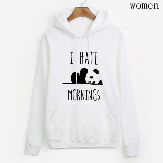 brand tracksuis fashion women long sleeve hoodies 2019 moleton feminino fleece hoodies Panda I HATE MORNINGS sweatshirt  female