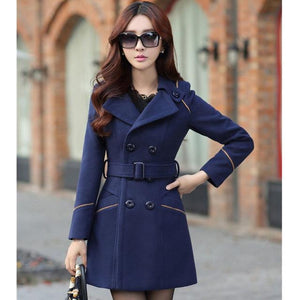 YAGENZ M-3XL Autumn Winter Wool Jacket Women Double Breasted Coats Elegant Overcoat Basic Coat Pockets Woolen Long Coat Top 200