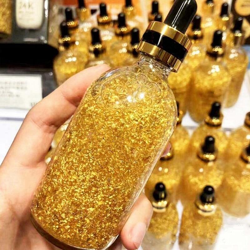 24K Gold Essence Make Up Primer Hydrating Moisturizer Pores Face Foil Serums Oil