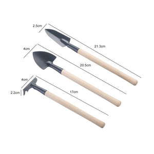 3pcs/1Set New Arrival Mini Garden Tools Small Shovel Rake Spade Wood Handle Metal Head Garden Tools