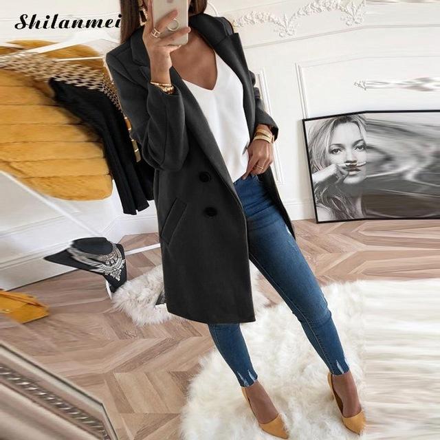 Women Plus Size XXXL Woollen Blends Overcoats 2019 Autumn Winter Long Sleeve Casual Oversize Outwear Jackets Coat