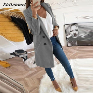 Women Plus Size XXXL Woollen Blends Overcoats 2019 Autumn Winter Long Sleeve Casual Oversize Outwear Jackets Coat