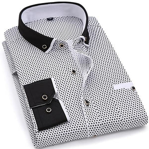 Casual Long Sleeved Printed shirt Slim Fit Male Social Business Dress Shirt