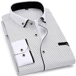 Casual Long Sleeved Printed shirt Slim Fit Male Social Business Dress Shirt