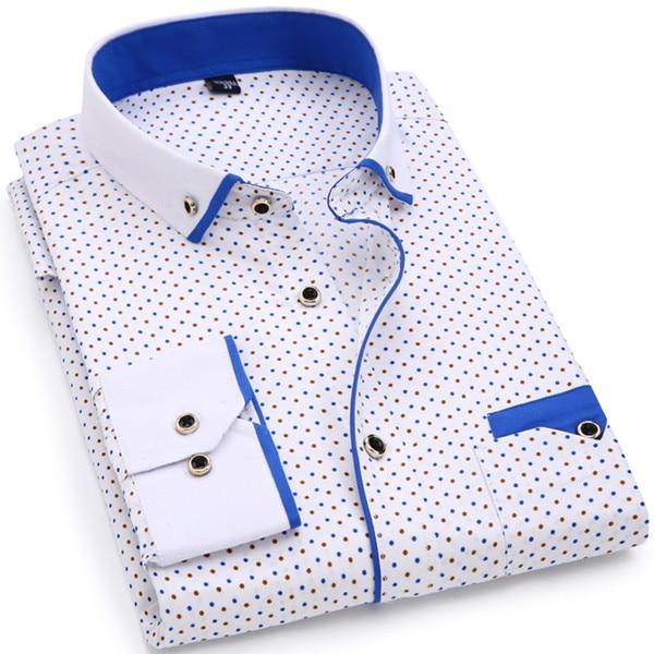 Casual Long Sleeved Printed shirt Slim Fit Male Social Business Dress Shirt