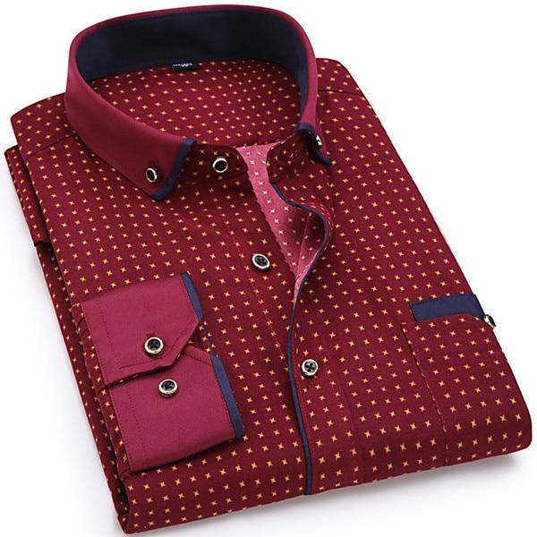 Casual Long Sleeved Printed shirt Slim Fit Male Social Business Dress Shirt