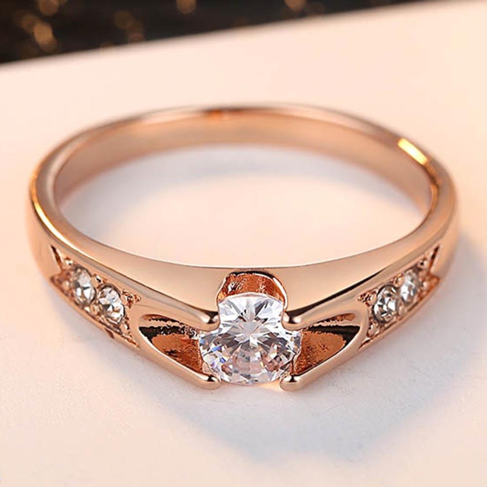 Rose Gold Color Assembly Anel Feminino Bijoux Aneis 0.5 Ct Engagement Ring Zirconia Jewelry Rings