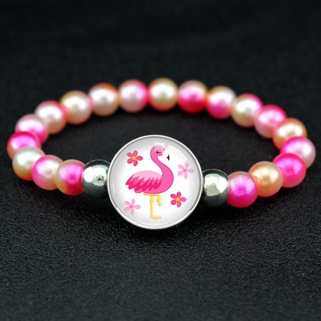 18mm Snap Holder Buttons Dome Cabochon Flamingos Charms Trendy Bracelet