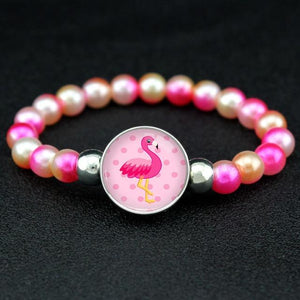 18mm Snap Holder Buttons Dome Cabochon Flamingos Charms Trendy Bracelet