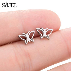 Stainless Steel Mickey Stud Earrings for Women Girls Minimalist Fox Cat Hedgehog Earings