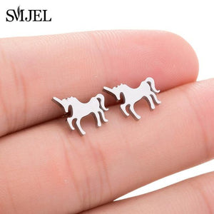 Stainless Steel Mickey Stud Earrings for Women Girls Minimalist Fox Cat Hedgehog Earings