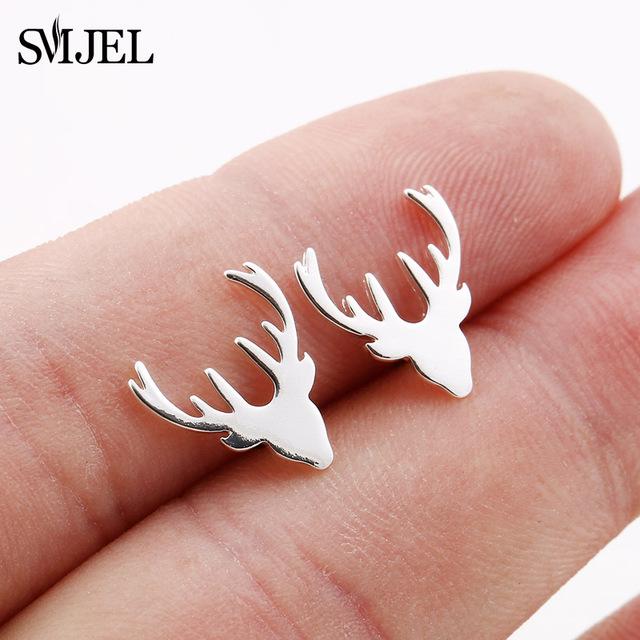 Stainless Steel Mickey Stud Earrings for Women Girls Minimalist Fox Cat Hedgehog Earings