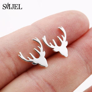 Stainless Steel Mickey Stud Earrings for Women Girls Minimalist Fox Cat Hedgehog Earings