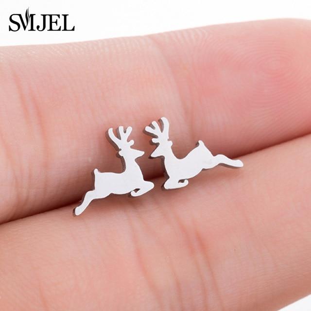 Stainless Steel Mickey Stud Earrings for Women Girls Minimalist Fox Cat Hedgehog Earings