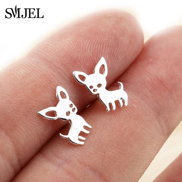 Stainless Steel Mickey Stud Earrings for Women Girls Minimalist Fox Cat Hedgehog Earings