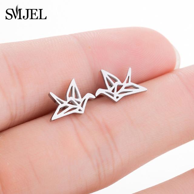 Stainless Steel Mickey Stud Earrings for Women Girls Minimalist Fox Cat Hedgehog Earings