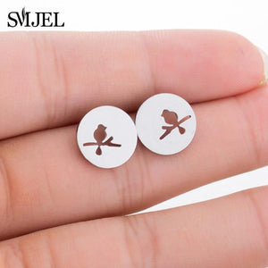 Stainless Steel Mickey Stud Earrings for Women Girls Minimalist Fox Cat Hedgehog Earings