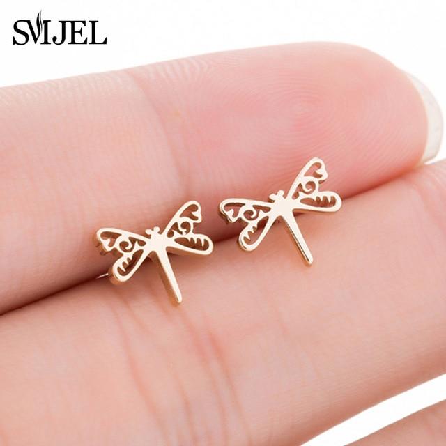 Stainless Steel Mickey Stud Earrings for Women Girls Minimalist Fox Cat Hedgehog Earings