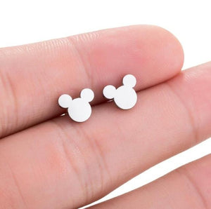 Stainless Steel Mickey Stud Earrings for Women Girls Minimalist Fox Cat Hedgehog Earings