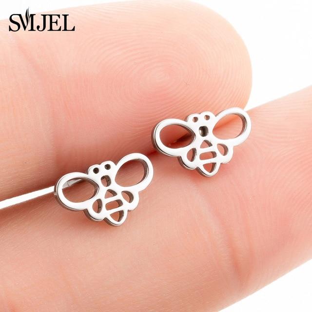 Stainless Steel Mickey Stud Earrings for Women Girls Minimalist Fox Cat Hedgehog Earings