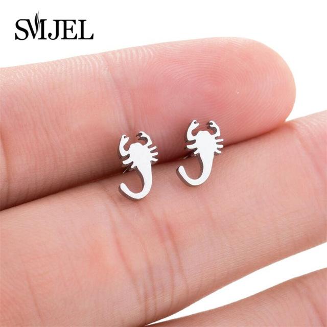 Stainless Steel Mickey Stud Earrings for Women Girls Minimalist Fox Cat Hedgehog Earings