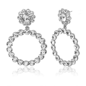 AENSOA Trendy Crystal Round Pendant Drop Earrings For Women