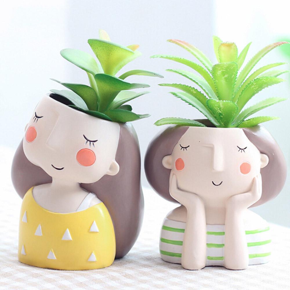 Boys and Girl Design Flower Home Garden Home Decoration Planter Pot Cute Flowerpot Planter Desktop Vase Home Office Bonsai Pot