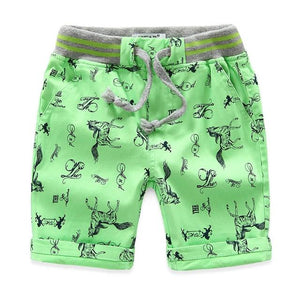 Cartoon Printed Horse Summer Boys Shorts Breathable Linen 100% Cotton