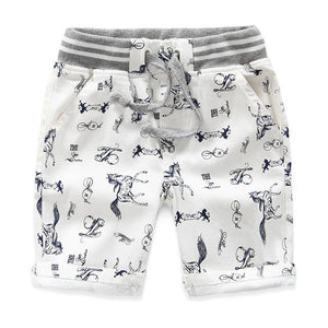 Cartoon Printed Horse Summer Boys Shorts Breathable Linen 100% Cotton