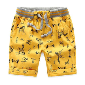 Cartoon Printed Horse Summer Boys Shorts Breathable Linen 100% Cotton